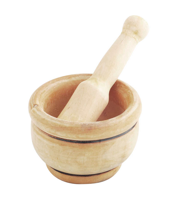 Mortero de madera natural, diámetro 8 cm con mazo de 13,5 cm. Mortero manual de cocina para moler ajo, especias y hierbas