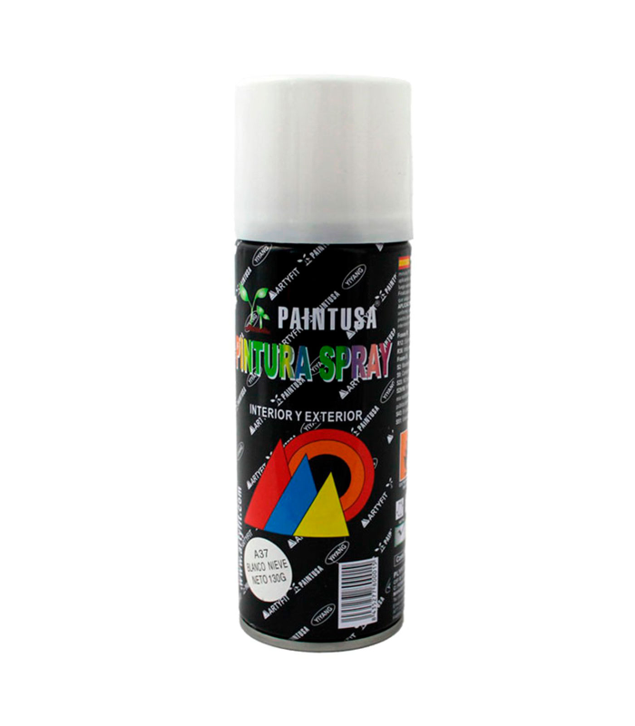 Paintusa - Bote de pintura en spray blanco nieve A37 200 ml, válido para multitud de superficies de interior y exterior: madera, metal, cartón, cerámica, plástico