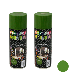 Montoro - Pack 2 botes de pintura en spray verde máquina A38 400 ml, válido para multitud de superficies de interior y exterior. Pintura en spray, válida para distintos materiales de 20 x6,5 x6,5 cm