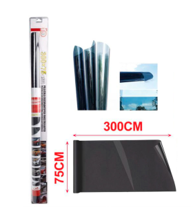 Tradineur - Película tintada para ventanillas de coche, lámina autoadhesiva, vinilo, rollo de film, protector solar, oscurecer ventanas, VLT 15%, privacidad (Negro - 300 x 75 cm)