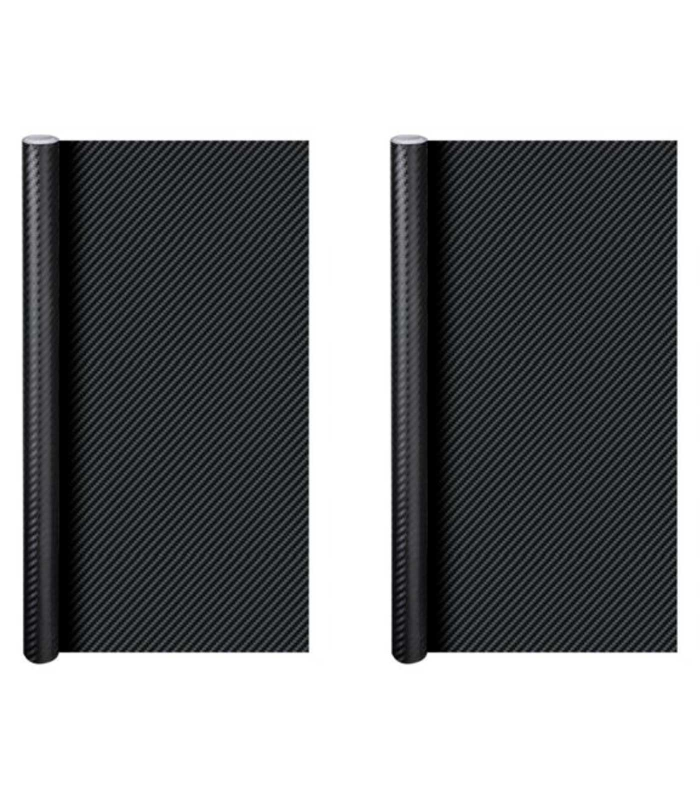 Tradineur - Pack de 2 rollos de película decorativa para coche, lámina, cinta autoadhesiva, film, fibra carbono, tuning, vinilo, impermeable (Negro - 35 x 50 cm)