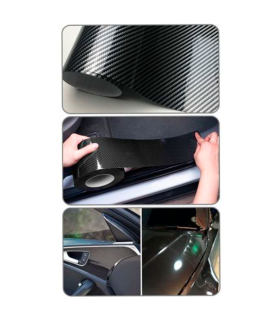 Tradineur - Película decorativa para coche, lámina, cinta autoadhesiva, rollo de film, fibra carbono, tuning, vinilo, impermeable (Negro - 60 x 100 cm)