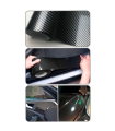 Tradineur - Película decorativa para coche, lámina, cinta autoadhesiva, rollo de film, fibra carbono, tuning, vinilo, impermeable (Negro - 60 x 100 cm)