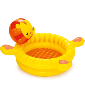 Tradineur - Piscina de bolas para niños - Diseño de león - Fabricado en Plástico y Vinilo - 50 Bolas de colores - 61,5 x 98 x 111 cm 