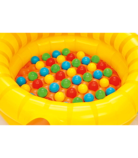 Tradineur - Piscina de bolas para niños - Diseño de león - Fabricado en Plástico y Vinilo - 50 Bolas de colores - 61,5 x 98 x 111 cm 