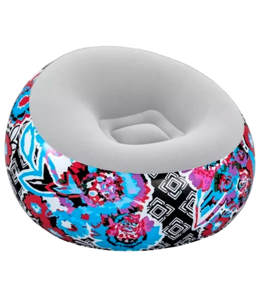 Tradineur - Sillón Inflable Puff - Diseño de Flores - Fabricado en Vinilo - Max.: 100 kg - Ideal para adultos y niños - 66 x 112 x 112 cm