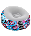 Tradineur - Sillón Inflable Puff - Diseño de Flores - Fabricado en Vinilo - Max.: 100 kg - Ideal para adultos y niños - 66 x 112 x 112 cm