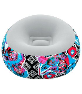 Tradineur - Sillón Inflable Puff - Diseño de Flores - Fabricado en Vinilo - Max.: 100 kg - Ideal para adultos y niños - 66 x 112 x 112 cm