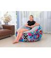 Tradineur - Sillón Inflable Puff - Diseño de Flores - Fabricado en Vinilo - Max.: 100 kg - Ideal para adultos y niños - 66 x 112 x 112 cm