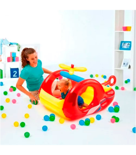 Tradineur - Piscina de bolas para niños - Diseño de Helicoptero - Fabricado en Plástico y Vinilo - 50 Bolas de colores - 68 x 79 x 132 cm 