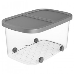 Tradineur - Caja de almacenamiento con ruedas y tapa con doble abertura, plástico, contenedor, juguetes, libros, ropa, mantas, f