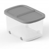 Tradineur - Caja de almacenamiento con ruedas y tapa con doble abertura, plástico, contenedor, juguetes, libros, ropa, mantas, f