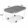 Tradineur - Caja de almacenamiento con ruedas y tapa con doble abertura, plástico, contenedor, juguetes, libros, ropa, mantas, f