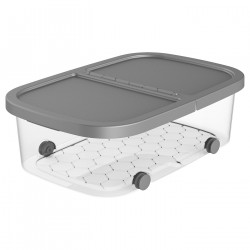 Tradineur - Caja de almacenamiento con ruedas y tapa con doble abertura, plástico, contenedor, juguetes, libros, ropa, mantas, f
