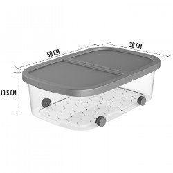 Tradineur - Caja de almacenamiento con ruedas y tapa con doble abertura, plástico, contenedor, juguetes, libros, ropa, mantas, f