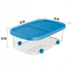 Tradineur - Caja de almacenamiento con ruedas y tapa con doble abertura, plástico, contenedor, juguetes, libros, ropa, mantas, f