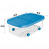 Tradineur - Caja de almacenamiento con ruedas y tapa con doble abertura, plástico, contenedor, juguetes, libros, ropa, mantas, f