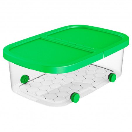 Tradineur - Caja de almacenamiento con ruedas y tapa con doble abertura, plástico, contenedor, juguetes, libros, ropa, mantas, f