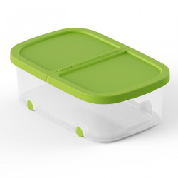 Tradineur - Caja de almacenamiento con ruedas y tapa con doble abertura, plástico, contenedor, juguetes, libros, ropa, mantas, f