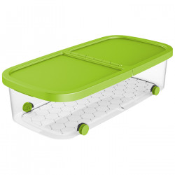 Tradineur - Caja de almacenamiento con ruedas y tapa con doble abertura, plástico, contenedor, juguetes, libros, ropa, mantas, f