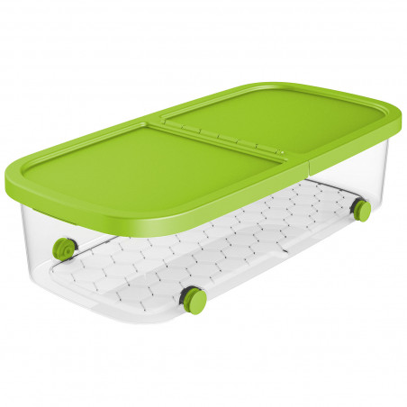 Tradineur - Caja de almacenamiento con ruedas y tapa con doble abertura, plástico, contenedor, juguetes, libros, ropa, mantas, f