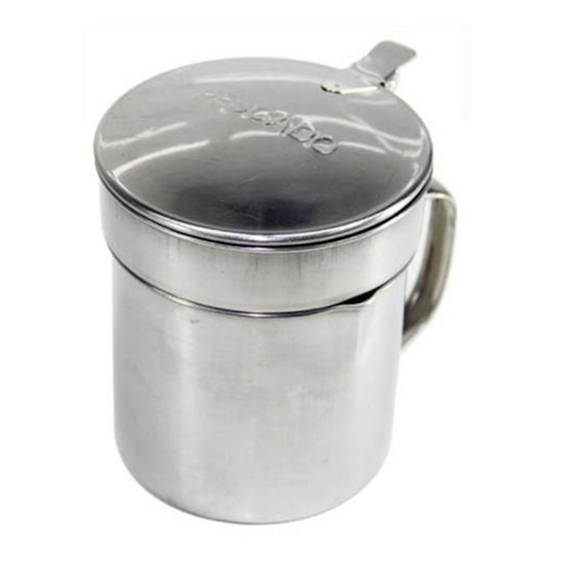 Tradineur - Grasera metálica para pescado con filtro, aceitera con colador para conservación de aceite de acero inoxidable, reci Tradineur - Grasera metálica para pescado con filtro, aceitera con colador para conservación de aceite de acero inoxidable, reci