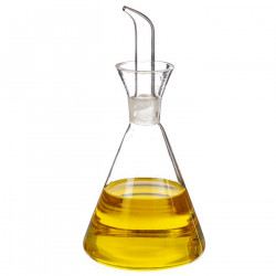 Tradineur - Aceitera antigoteo decorada de cristal, cristal fino y elegante, elaboración artesanal, dispensador de aliño rellena