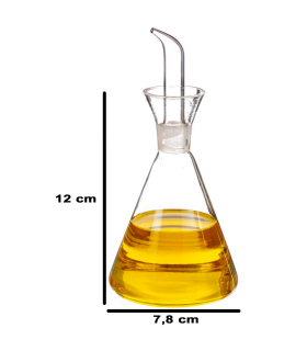 Tradineur - Aceitera antigoteo de cristal, cristal fino y elegante, elaboración artesanal, dispensador de aliño rellenable, aceite, vinagre - 12 x 7,8 cm - 125 ml