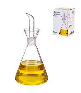 Tradineur - Aceitera antigoteo de cristal, cristal fino y elegante, elaboración artesanal, dispensador de aliño rellenable, aceite, vinagre - 12 x 7,8 cm - 125 ml