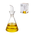 Tradineur - Aceitera antigoteo de cristal, cristal fino y elegante, elaboración artesanal, dispensador de aliño rellenable, aceite, vinagre - 12 x 7,8 cm - 125 ml