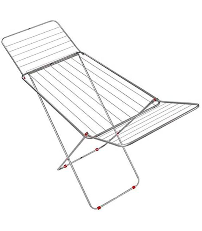 Tradineur - Tendedero plegable metálico con 18 metros espacio de tendido, soporte para tender ropa, pies antideslizantes (Plateado, 180 x 55 x 96 cm)