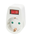 Tradineur - Adaptador simple con interruptor, 1 toma schuko, ladrón sencillo, enchufe de pared para oficina, hogar, 16A/250V, máx. 3680 W (Blanco)