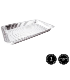 Tradineur - Bandeja de aluminio rectangular, ideal para hornear, higiénica y resistente, recetas al horno, postres, verduras, asados, 52 x 32,5 x 5,5 cm