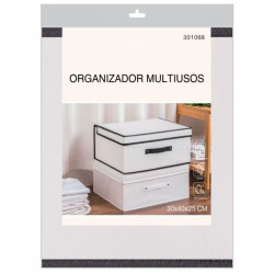 Tradineur - Organizador rectangular de tela con asa, caja plegable, ordenación, ropa, fácil de limpiar, antipolvo, antihumedad,