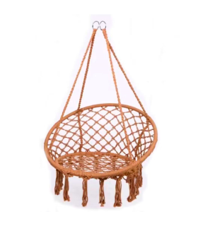 Tradineur - Silla columpio, hamaca colgante, silla colgante de cuerda de algodón 120 x 80 x 60 cm. Ideal para interior del hogar y exterior: dormitorio, patio o jardín (Color surtido)