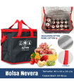 Tradineur - Bolsa térmica porta alimentos, nevera con asas, correa ajustable y aislante interior, plegable, picnic, playa, camping (30 litros, 45 x 25 x 35 cm)