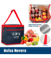 Tradineur - Bolsa térmica, nevera porta alimentos con correa ajustable y aislante interior, plegable, picnic, playa, camping (10 litros, 24 x 16 x 25 cm)