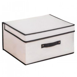 Tradineur - Organizador rectangular de tela, caja plegable con asa, ordenación, ropa, fácil de limpiar, antipolvo, antihumedad,