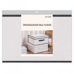 Tradineur - Organizador rectangular de tela, caja plegable con asa, ordenación, ropa, fácil de limpiar, antipolvo, antihumedad,