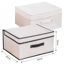 Tradineur - Organizador rectangular de tela, caja plegable con asa, ordenación, ropa, fácil de limpiar, antipolvo, antihumedad,