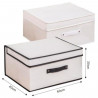 Tradineur - Organizador rectangular de tela, caja plegable con asa, ordenación, ropa, fácil de limpiar, antipolvo, antihumedad,