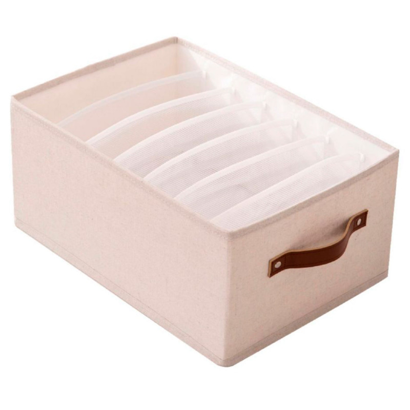 Tradineur - Organizador de tela con asa, algodón, 7 bolsillos, cajón plegable, ordenación, ropa, fácil de limpiar, antipolvo, an Tradineur - Organizador de tela con asa, algodón, 7 bolsillos, cajón plegable, ordenación, ropa, fácil de limpiar, antipolvo, an