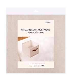 Tradineur - Organizador cuadrado de tela con asa, cajón plegable de algodón, ordenación, ropa, armario, almacenamiento, separador de cajones, 31 x 31 x 31 cm