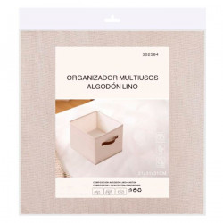 Tradineur - Organizador cuadrado de tela con asa, cajón plegable de algodón, ordenación, ropa, fácil de limpiar, antipolvo, anti