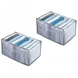 Tradineur - Pack de 2 organizadores de tela, nylon, 7 bolsillos, plegable, ordenación, ropa, fácil de limpiar, antipolvo, antihu
