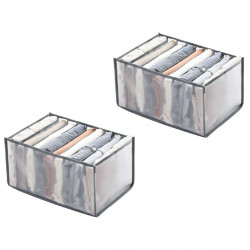 Tradineur - Pack de 2 organizadores de tela, nylon, 9 bolsillos, plegable, ordenación, ropa, fácil de limpiar, antipolvo, antihu