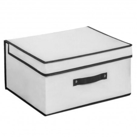 Tradineur - Organizador rectangular de tela, caja plegable con asa, ordenación, ropa, fácil de limpiar, antipolvo, antihumedad,