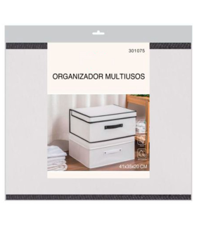 Tradineur - Organizador rectangular de tela con asa, caja plegable, ordenación, ropa, armario, almacenamiento, 41 x 35 x 20 cm, color aleatorio