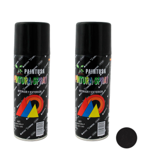 Montoro - Pack 2 botes de pintura en spray negro brillo A01 200 ml, válido para multitud de superficies de interior y exterior. Pintura en spray, válida para distintos materiales de 17 x 5 x 5 cm