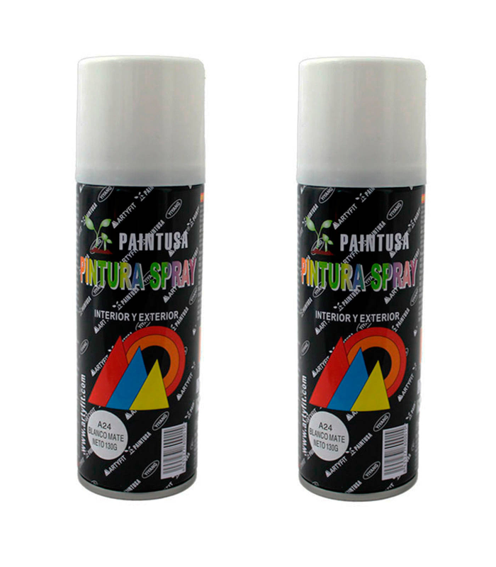 Montoro - Pack de 2 botes de pintura en spray color blanco mate A24, 200 ml, válido para multitud de superficies de interior y exterior